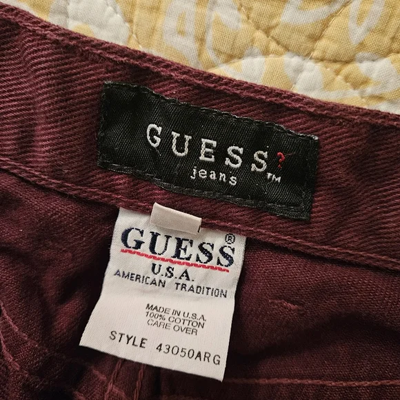 RARE Vintage Guess High Rise Straight Leg Jeans Maroon - Picture 11 of 13